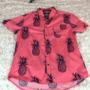 Pink pineapple button down shirt